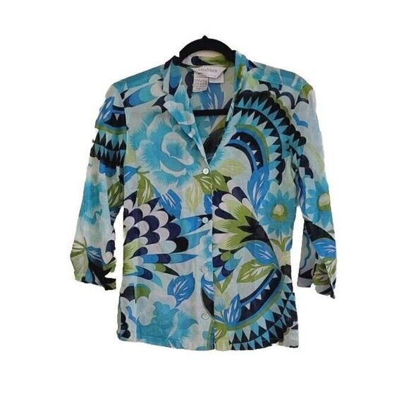 MaxMara Button-up Printed Shirt Blouse Women's Size 2 - Picture 1 of 8